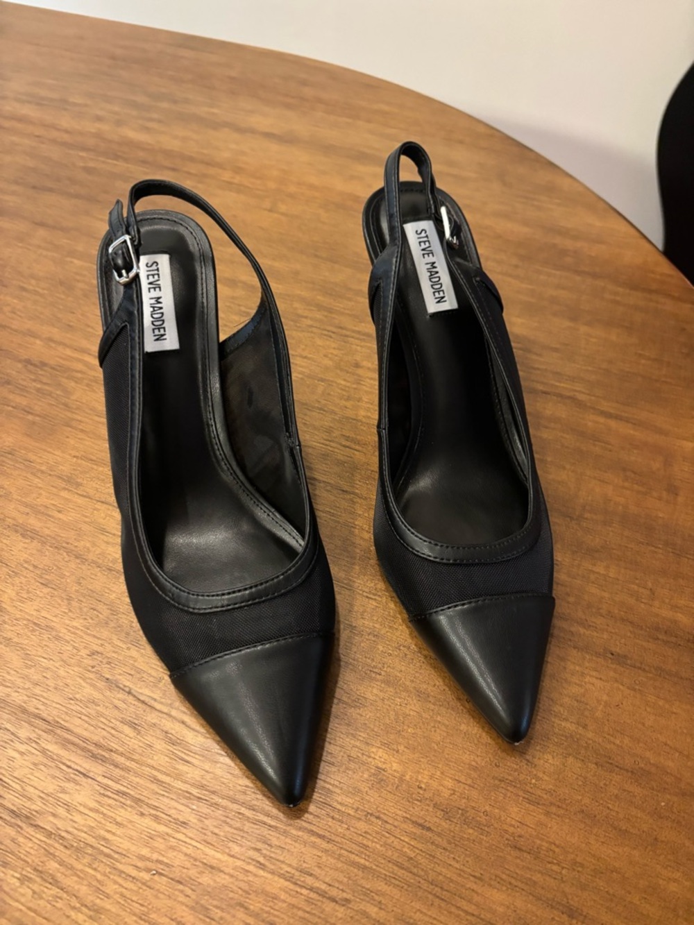 Steve Madden Black Pointed-Toe Slingback Pumps